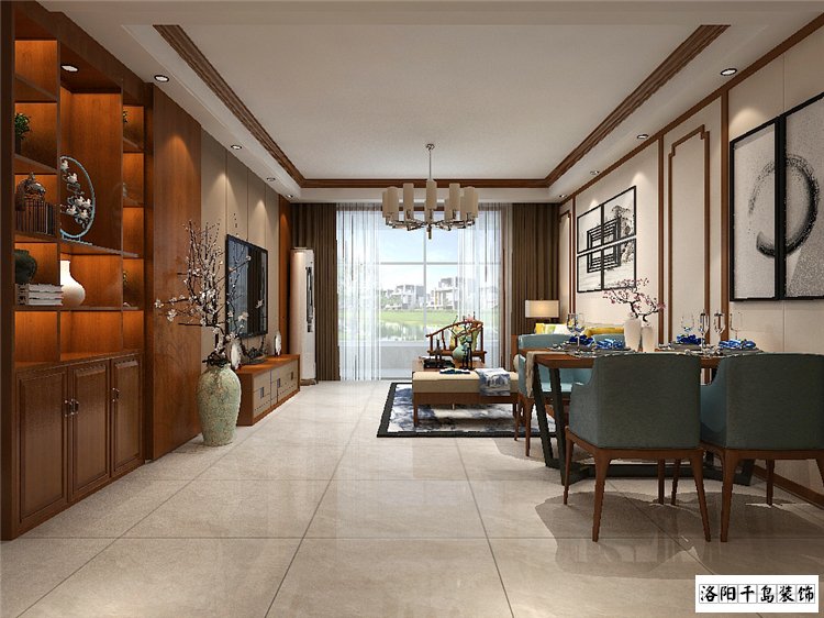 伊濱區(qū)五號小區(qū)(正泰嘉苑)110㎡新中式裝修案例